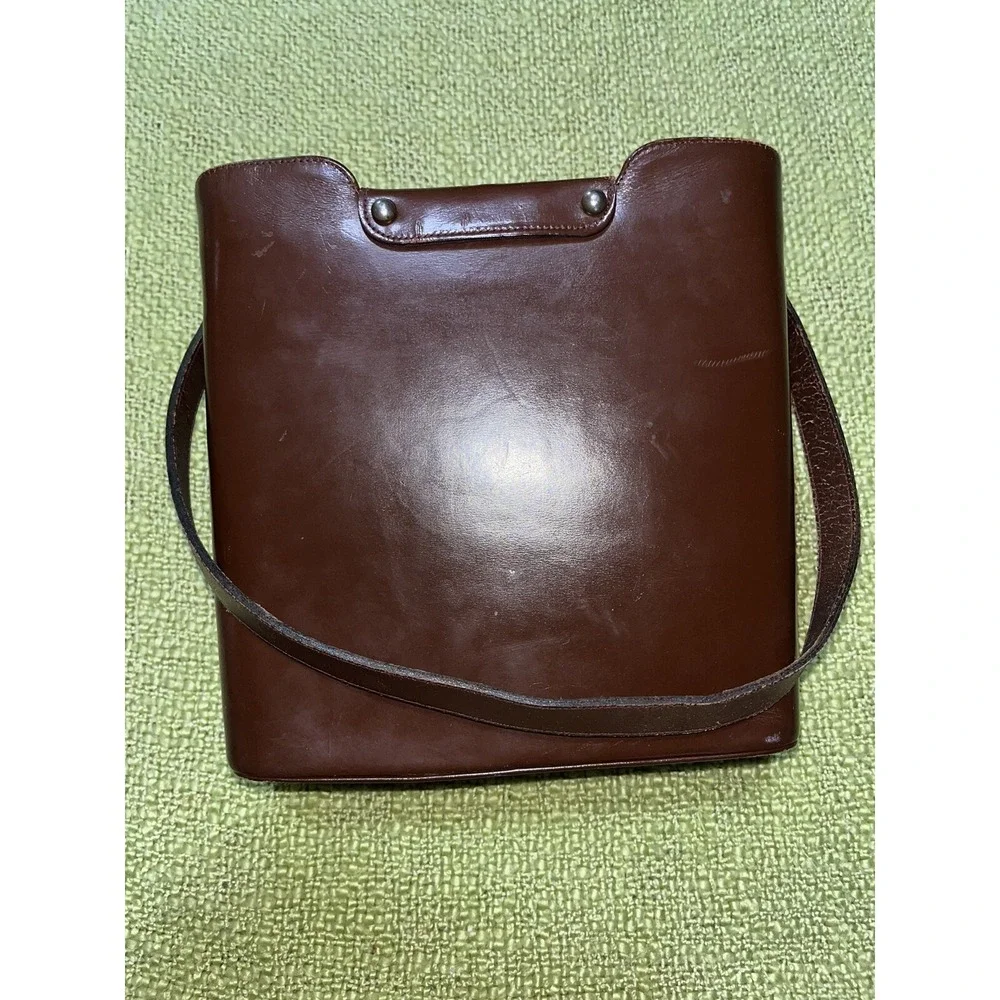 Vintage 60s‎ Leather Purse By Jana , Brass Detail , Mirror